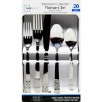 Mainstays Pierremont 20 Piece Polished Stainless Steel Flatware Set, Silver Tableware