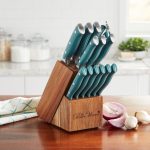 The Pioneer Woman Pioneer Signature 14-Piece Stainless Steel Knife Block Set, Teal