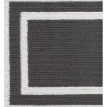 Washable Skid-Resistant Runner Rug, Border, Dark Grey and White, 26" x 45"