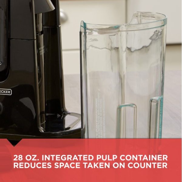 BLACK+DECKER Fruit and Vegetable Juice Extractor with Space Saving Design, Black, JE2400BD
