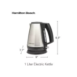 Hamilton Beach Electric Kettle, 1 Liter Capacity, Stainless Steel and Black, Model 40901