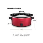 Hamilton Beach Slow Cooker, Large Capacity, Serves 7+, 6 Quarts, Red, 33666