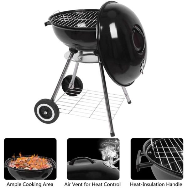 Ktaxon Portable Steel Charcoal Grill BBQ Grill Spherical Design in Black