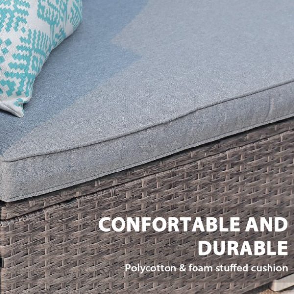 JOIVI Patio Conversation Set, PE Wicker Rattan Outdoor Furniture Set, 2 Ways Small Sectional Sofa Lounge and Love Seat with Cushions, Tempered Glass Coffee Table, Silver-Gray
