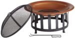 John Timberland Copper and Black Outdoor Fire Pit Round 30" Steel Wood Burning with Spark Screen and Fire Poker for Backyard Patio Camping