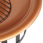 John Timberland Copper and Black Outdoor Fire Pit Round 30" Steel Wood Burning with Spark Screen and Fire Poker for Backyard Patio Camping
