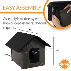 K&H Pet Products Outdoor Heated Kitty House Cat Shelter Olive-Black(1)