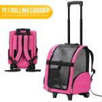 KOPEKS Deluxe Dog Carrier Backpack with Wheels, Heather Pink