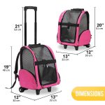 KOPEKS Deluxe Dog Carrier Backpack with Wheels, Heather Pink