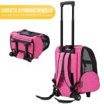 KOPEKS Deluxe Dog Carrier Backpack with Wheels, Heather Pink