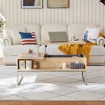 LINSY HOME Lift Top Coffee Table with Storage, 37" Adjustable Tea Table for Living Room, Walnut Brown