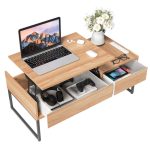 LINSY HOME Lift Top Coffee Table with Storage, 37" Adjustable Tea Table for Living Room, Walnut Brown