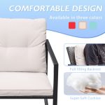 Lacoo 3 Pieces Patio Rocking Chair Outdoor Wicker Bistro Sets Modern Outdoor Rocker Furniture Sets Cushioned PE Rattan Chairs Conversation Sets with Glass Coffee Table, Beige