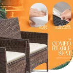 Lacoo 4 Pieces Patio Conversation Set Outdoor Furniture PE Rattan Wicker Chairs Set and Table, Brown