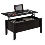 Lift Top Coffee Table with Hidden Storage Compartment, Wood Frame, Lift Tabletop Dining Table with Storage Space for Living Room Reception