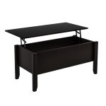 Lift Top Coffee Table with Hidden Storage Compartment, Wood Frame, Lift Tabletop Dining Table with Storage Space for Living Room Reception