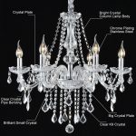 YANSUN Crystal Chandelier 6 Lights Elegant Pendant Ceiling Lamp for Dining Room Living Room Decoration with Chains