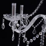 YANSUN Crystal Chandelier 6 Lights Elegant Pendant Ceiling Lamp for Dining Room Living Room Decoration with Chains