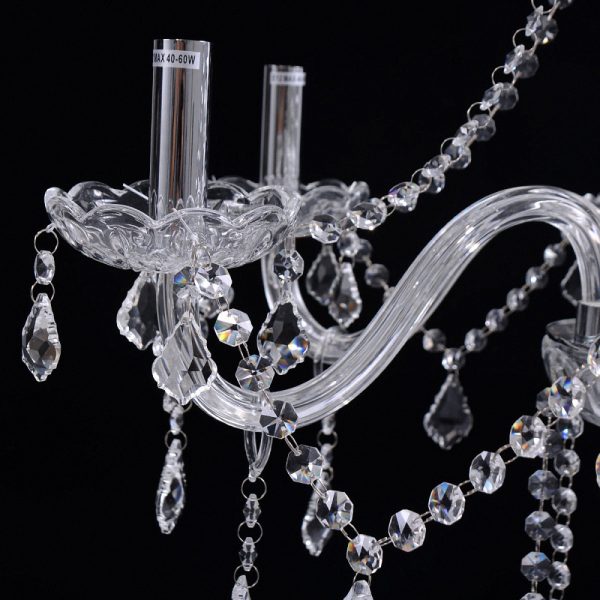 YANSUN Crystal Chandelier 6 Lights Elegant Pendant Ceiling Lamp for Dining Room Living Room Decoration with Chains