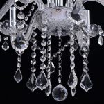YANSUN Crystal Chandelier 6 Lights Elegant Pendant Ceiling Lamp for Dining Room Living Room Decoration with Chains