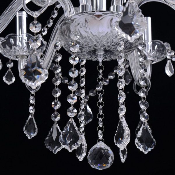YANSUN Crystal Chandelier 6 Lights Elegant Pendant Ceiling Lamp for Dining Room Living Room Decoration with Chains