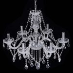 YANSUN Crystal Chandelier 6 Lights Elegant Pendant Ceiling Lamp for Dining Room Living Room Decoration with Chains