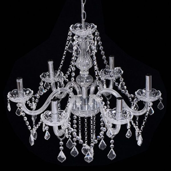 YANSUN Crystal Chandelier 6 Lights Elegant Pendant Ceiling Lamp for Dining Room Living Room Decoration with Chains