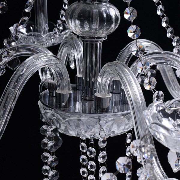YANSUN Crystal Chandelier 6 Lights Elegant Pendant Ceiling Lamp for Dining Room Living Room Decoration with Chains