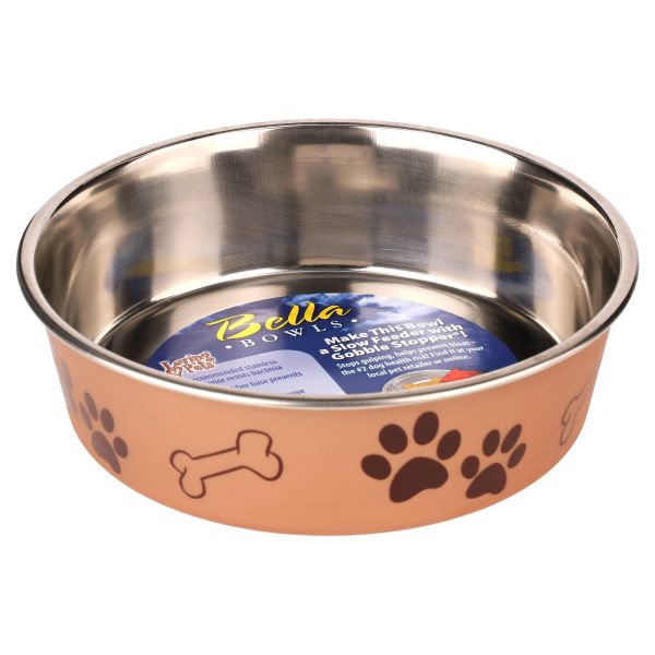 Loving Pets Bella Bowl Medium Champagne, 1.0 CT
