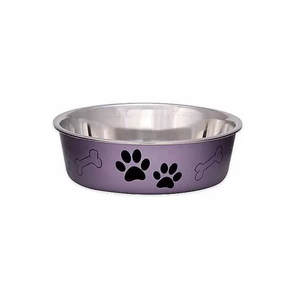 Loving Pets Bella Medium Bowl, Grape Metallic for Dogs