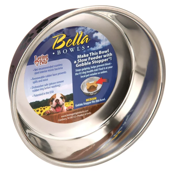 Loving Pets Bella Medium Bowl, Grape Metallic for Dogs