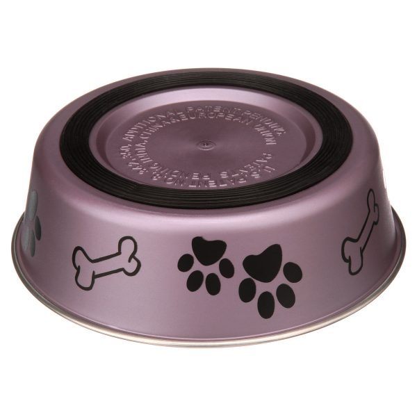Loving Pets Bella Medium Bowl, Grape Metallic for Dogs