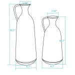 LuxenHome Set of 2 Distressed Off White and Rustic Brown Metal Pitcher Vase