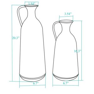 LuxenHome Set of 2 Distressed Off White and Rustic Brown Metal Pitcher Vase(1)