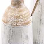 LuxenHome Set of 2 Distressed Off White and Rustic Brown Metal Pitcher Vase