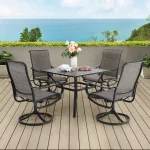 MF Studio 5-Piece Outdoor Patio Dining Set Modern Metal Furniture with 4 PCS Swivel Chairs and 1 PC Square Table, Gray
