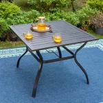 MF Studio 5-Piece Outdoor Patio Dining Set Modern Metal Furniture with 4 PCS Swivel Chairs and 1 PC Square Table, Gray