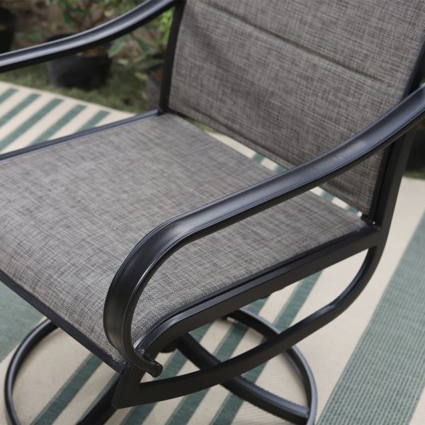 MF Studio 5-Piece Outdoor Patio Dining Set Modern Metal Furniture with 4 PCS Swivel Chairs and 1 PC Square Table, Gray