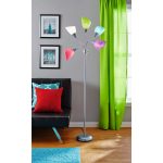 Mainstays 5 Light Floor Lamp, Silver Color with Multi Color Shades Made of Metal
