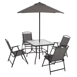 Mainstays Albany Lane 6 Piece Outdoor Patio Dining Set, Grey img 2