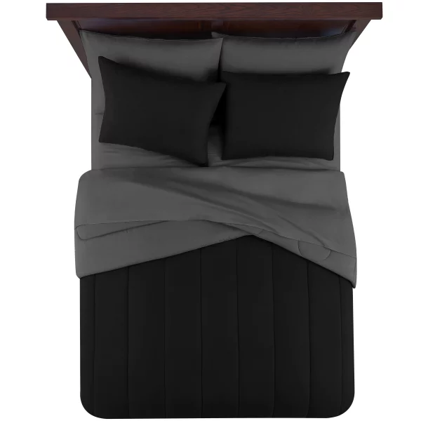 Mainstays Black 8 Piece Bed in a Bag Comforter Set With Sheets, Queen