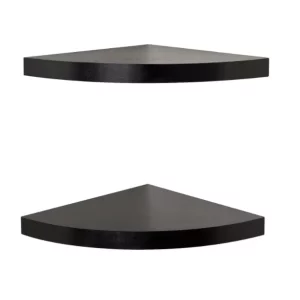 Mainstays Black Corner Shelf Set, 2 Count (9.45"L x 9.45"W x 0.98"H)Medium Density Fiberboard