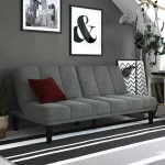 Mainstays Channel Cushion Futon, Grey Microfiber