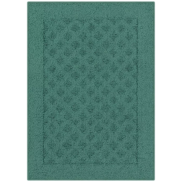 Mainstays Dylan Solid Diamond Traditional Teal Area Rug, 1'8"x2'6"