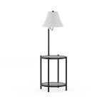 Mainstays Glass End Table Floor Lamp, Matte Black, CFL Bulb Included