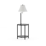 Mainstays Glass End Table Floor Lamp, Matte Black, CFL Bulb Included