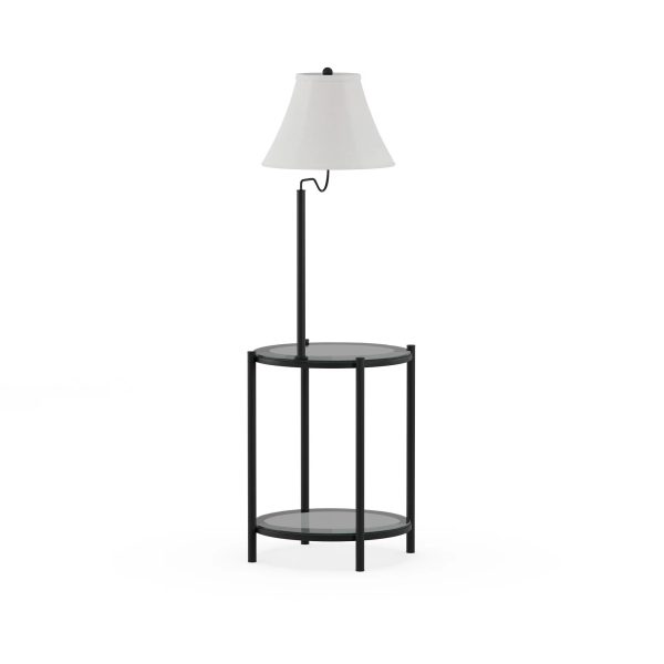 Mainstays Glass End Table Floor Lamp, Matte Black, CFL Bulb Included