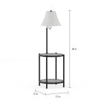 Mainstays Glass End Table Floor Lamp, Matte Black, CFL Bulb Included