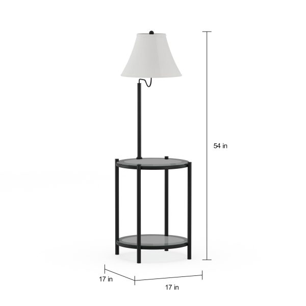 Mainstays Glass End Table Floor Lamp, Matte Black, CFL Bulb Included