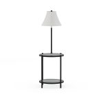 Mainstays Glass End Table Floor Lamp, Matte Black, CFL Bulb Included